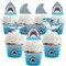 Big Dot of Happiness Shark Zone - Cupcake Decor - Jawsome Party or Birthday Party Cupcake Wrappers and Treat Picks Kit - Set of 24